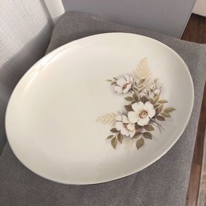 Vtg Ivory Rose 13 in Serving Platter Dish Nancy Prentiss PRNIVR Dogwood USA